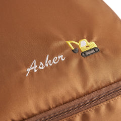 Caveri personalised packing cube in Caramel with embroidered excavator icon