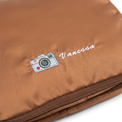 Caveri personalised packing cube in Caramel with embroidered camera icon