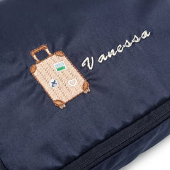 Caveri personalised packing cube in Ink Blue with embroidered suitcase icon