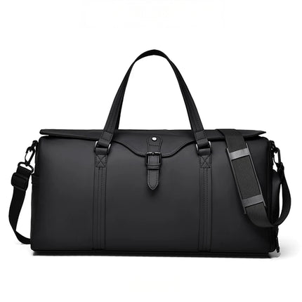 caveri marlowe Black duffel bag with straps on a white background