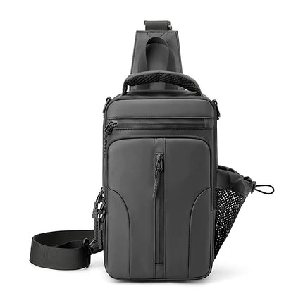 Caveri Tony Grey sling bag with multiple compartments on a white background