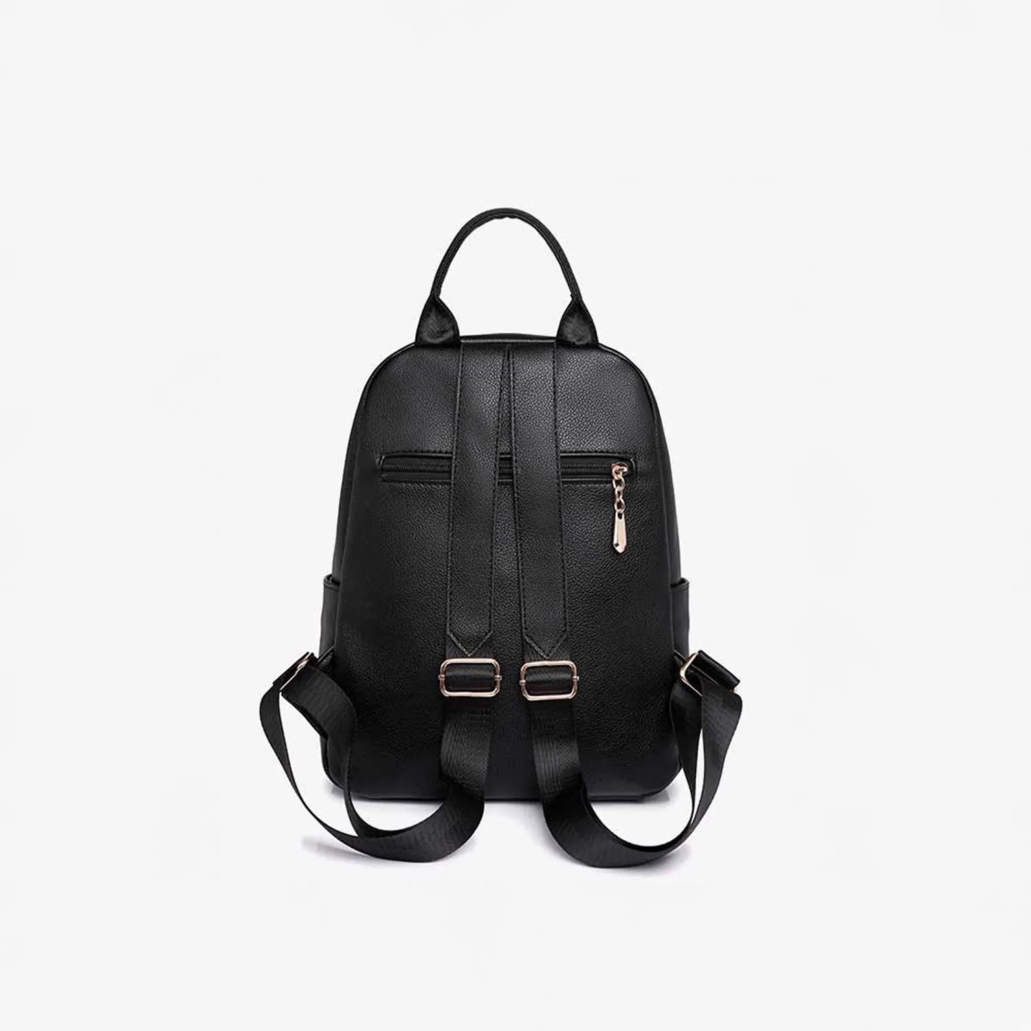 Lightweight Compact Travel Backpack - Vegan Leather Daypack Ariel | Black