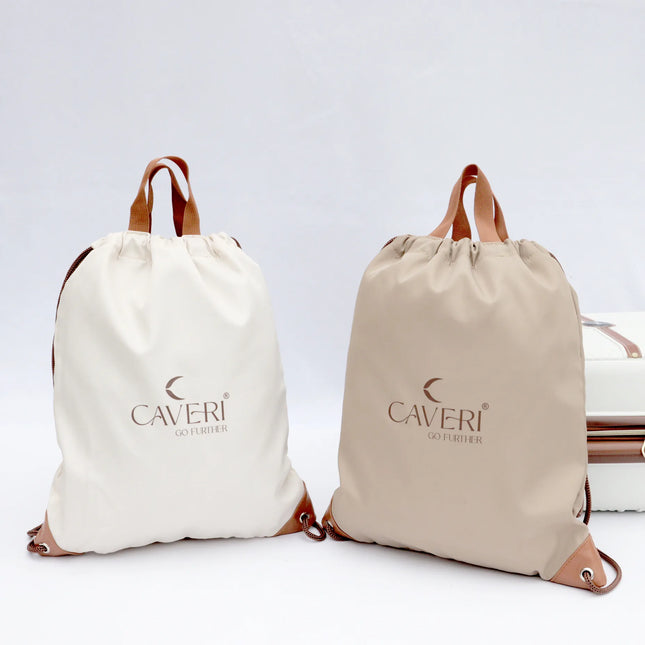 Caveri drawstring day bags in Beige and Mocha