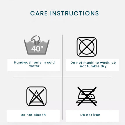 Caveri Grip Wrap care instructions: handwash cold, no machine wash, no bleach, no iron