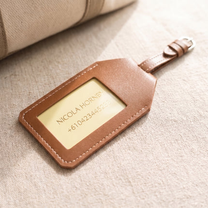 Caveri luggage tag with personalised ID card in buttercream yellow