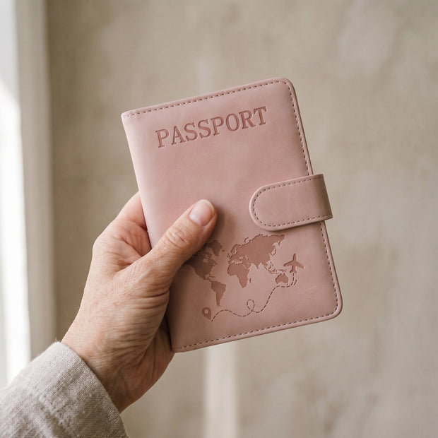 Caveri RFID passport and card holder in Blush