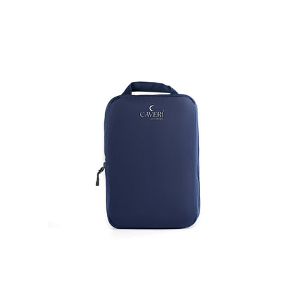 Caveri small compression packing cube in navy blue with carry handle, front view