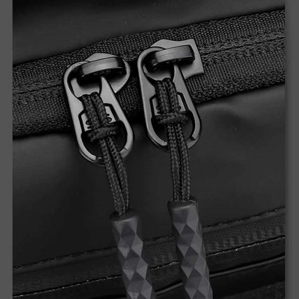 Caveri Tony crossbody sling bag dual metal zipper pulls with cord detail in black