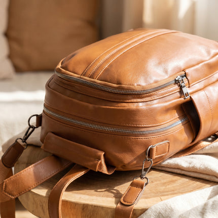 Vegan Leather Travel Backpack - Compact Lightweight Backpack for Travel - Zea