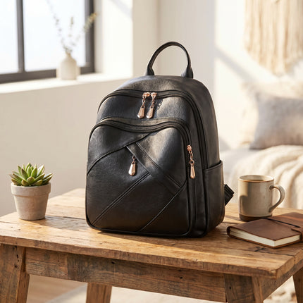 Lightweight Compact Travel Backpack - Vegan Leather Daypack Ariel