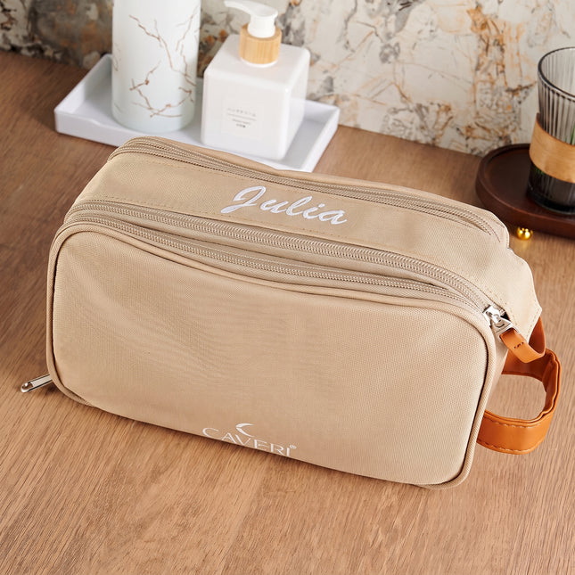 Sand Beige Toiletry Cosmetic Bag - FREE PERSONALISATION