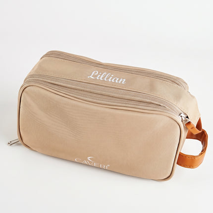 Sand Beige Toiletry Cosmetic Bag - FREE PERSONALISATION