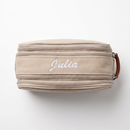 Sand Beige Toiletry Cosmetic Bag - FREE PERSONALISATION