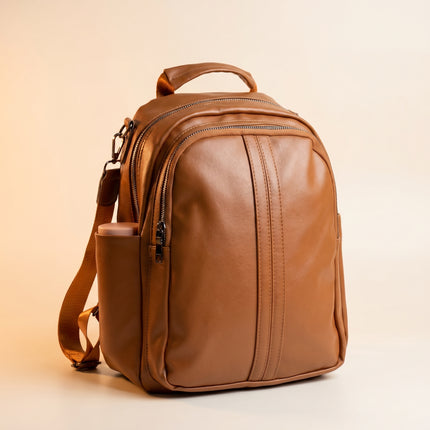 Vegan Leather Travel Backpack - Compact Lightweight Backpack for Travel - Zea