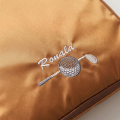 Caveri personalised packing cube in Caramel with embroidered golf icon
