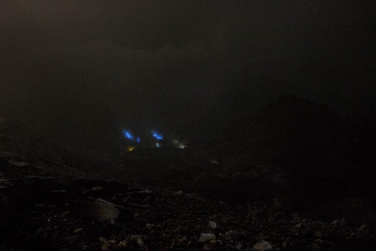 Bright blue flames of kawah ljen
