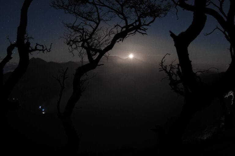 Waiting for sunrise at Kawah Ljen